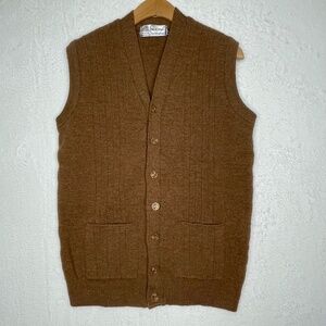Woolmark Mens Vintage Mod Style Sweater Vest Camel GrandpaCore